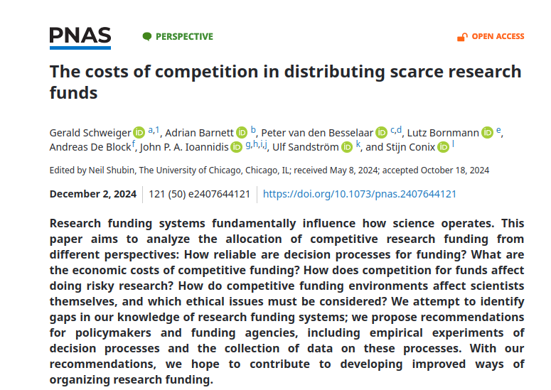 The costs of competition in distributing scarce research funds